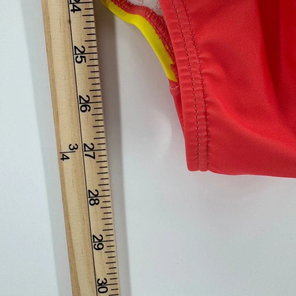 NEW Juicy Couture Color Block One Piece Scoop Swimsuit‎ Swimwear Coral Yellow M